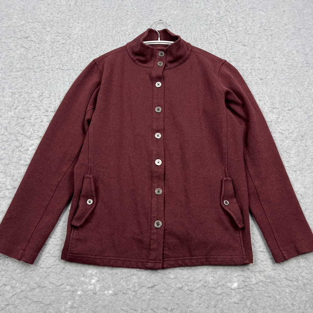 Duluth Trading Shacket Women's Large Purple Button Wearwithall Ponte Knit Jacket